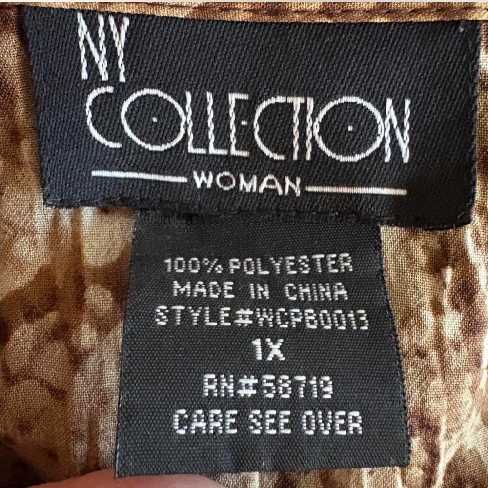 NY Collection Brown Patterned Blouse - image 6